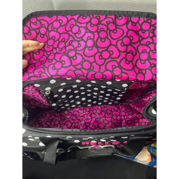Sanrio 2013 Hello Kitty Pink Black Polka Dots Duffle Bag main image 4